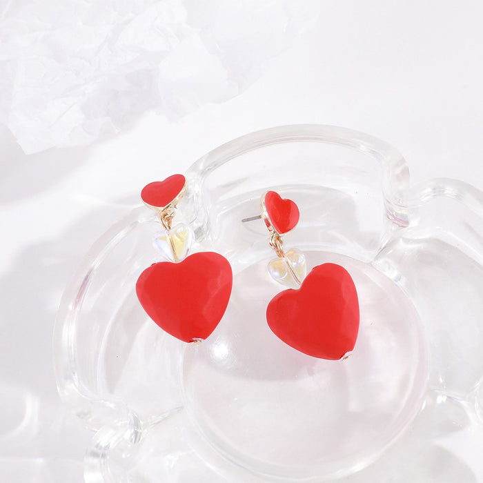 New Red Love Pendant Earrings