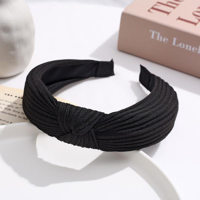 New Flower Headband Women Solid Color Knotted Hairband