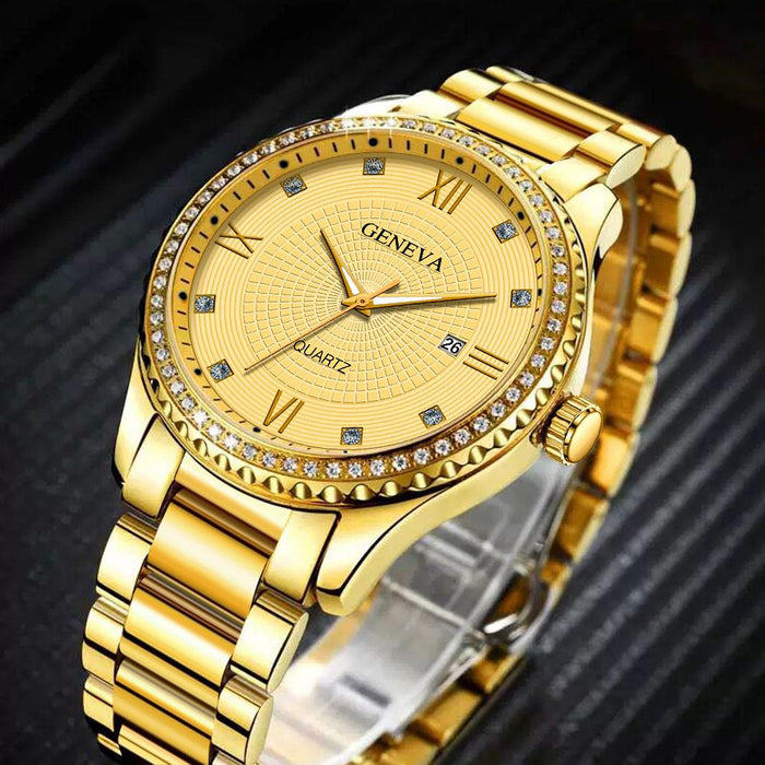 Mens Luxury Quartz Wrist Watch GENEVA Man Business