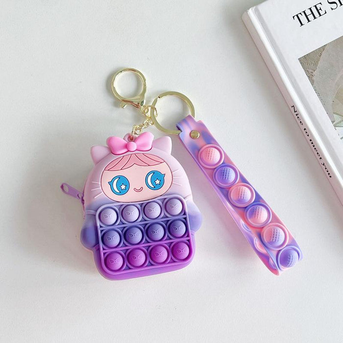 Cartoon creative silicone mini bag rabbit pendant keychain