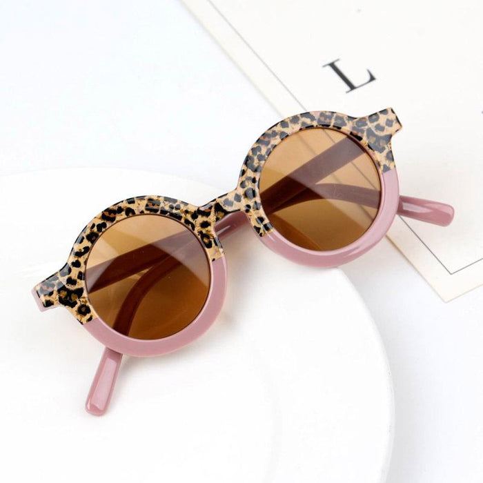 Children's sunglasses Fashion round frame Leopard Print