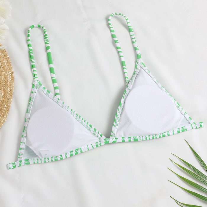 New Bikini Stripe Printed Split Swimsuit Three Piece Set