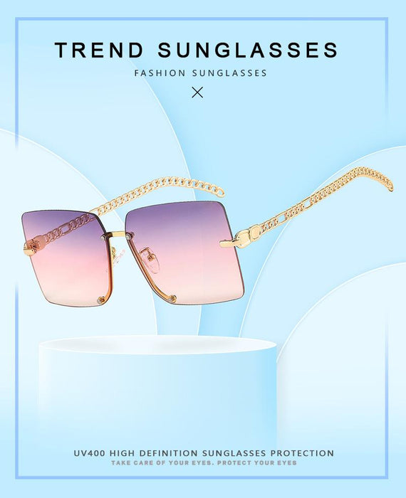 Sunglasses Women's square metal half frame sunglasses