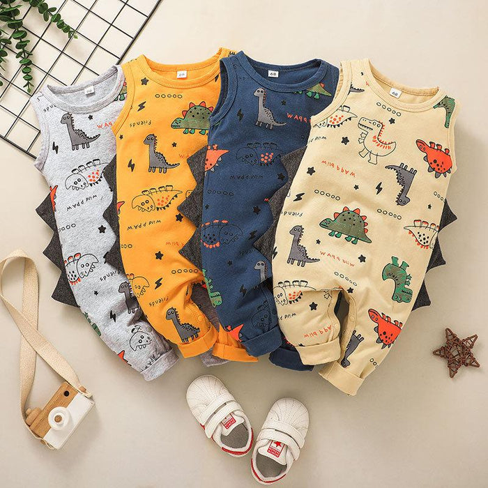 Summer Boys Cartoon Dinosaur Newborn Jumpsuit