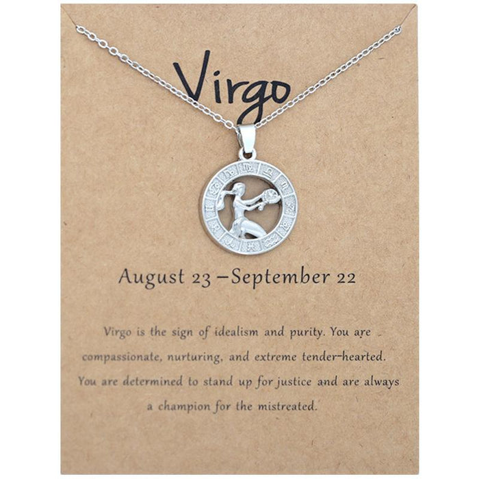 Zodiac 3D Image Pendant Card Clavicle Chain
