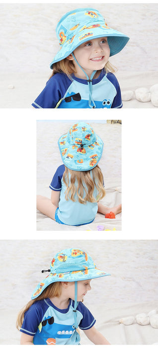 Children Cartoon Sunshade Shawl Hat Uv50 + Outdoor Sunscreen Hat