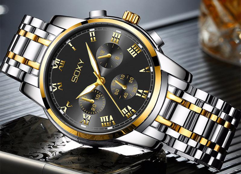 Business Watch Men Steel Metal Band Quartz Wristwatch