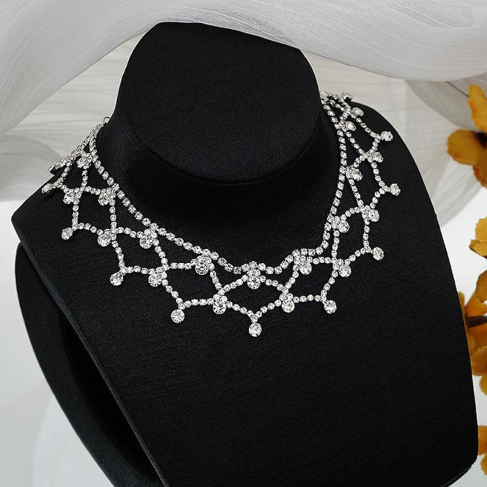 New Exaggerated Design Rhinestone Mesh Women's Necklace Accessories