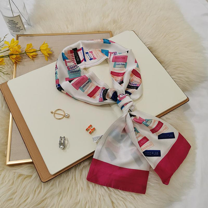 Imitation  scarf thin narrow strip leopard pattern simple waist chain scarf