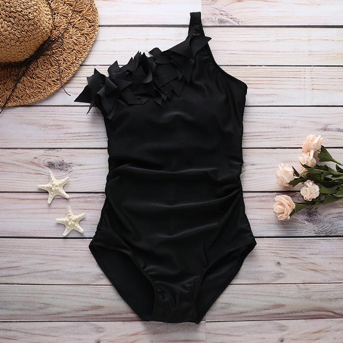 Swimsuit One Shoulder Lotus Leaf Edge One-piece Bikini Swimsuit S-5xl