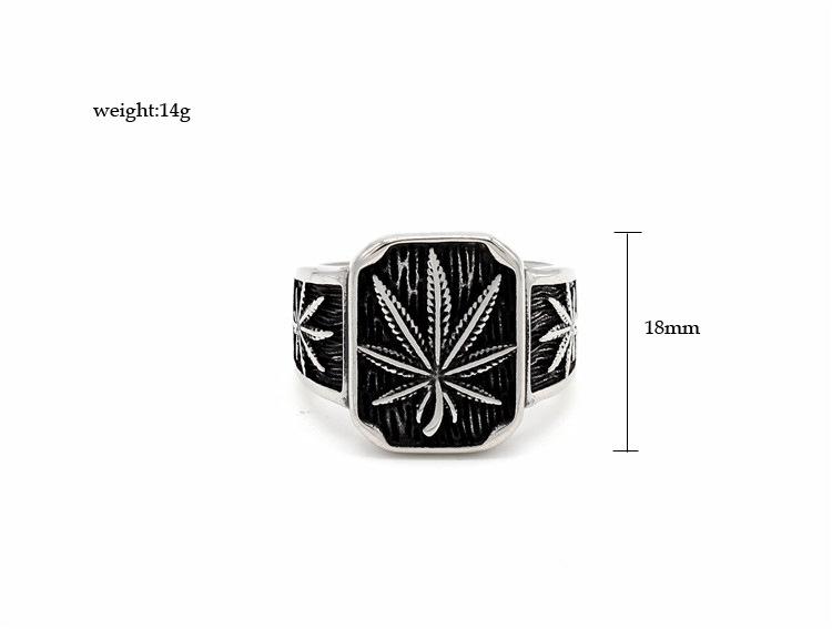 Cross Border Personality Retro Hemp Leaf Men's Titanium Steel Ring
