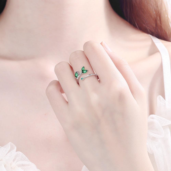 New Creative Personality Bamboo Leaf Open Ring