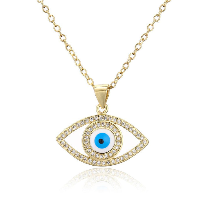 Women's Jewelry Dripping Oil Magic Eye Pendant Gold Color Necklace