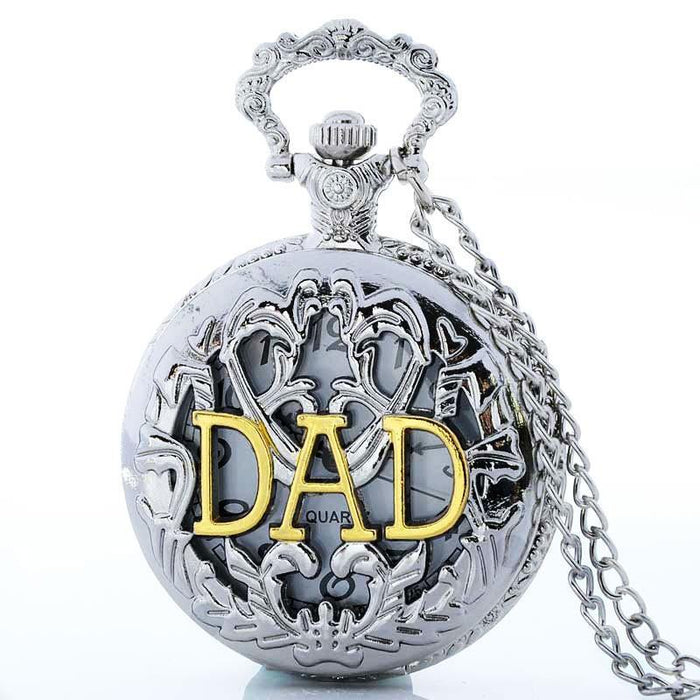 New Dad's Gifts Bronze Big Size DAD Men Male Pocket Watch With Chain