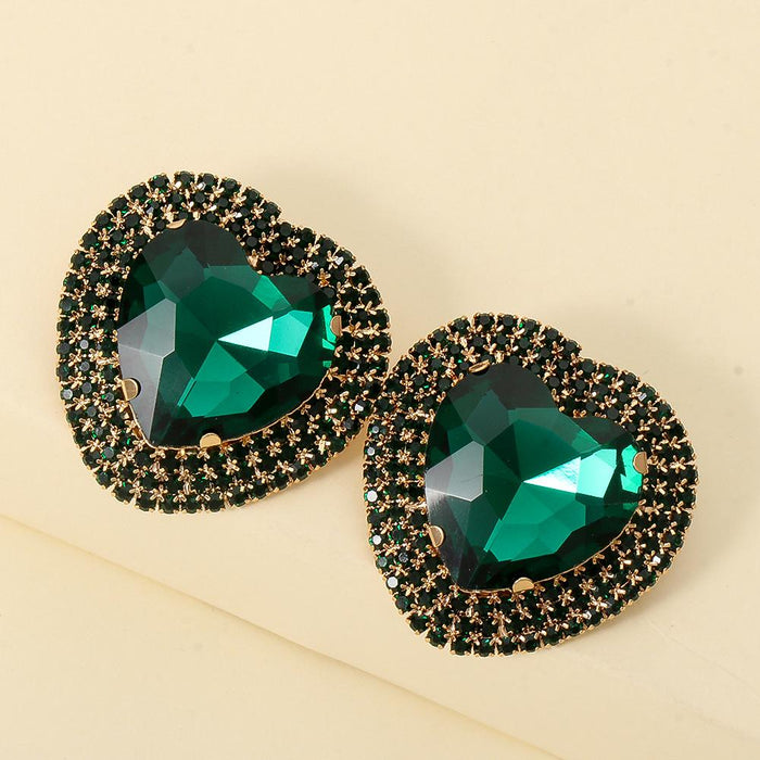 New Simple Love Female Opal Earrings Accessories Inlaid Rhinestone