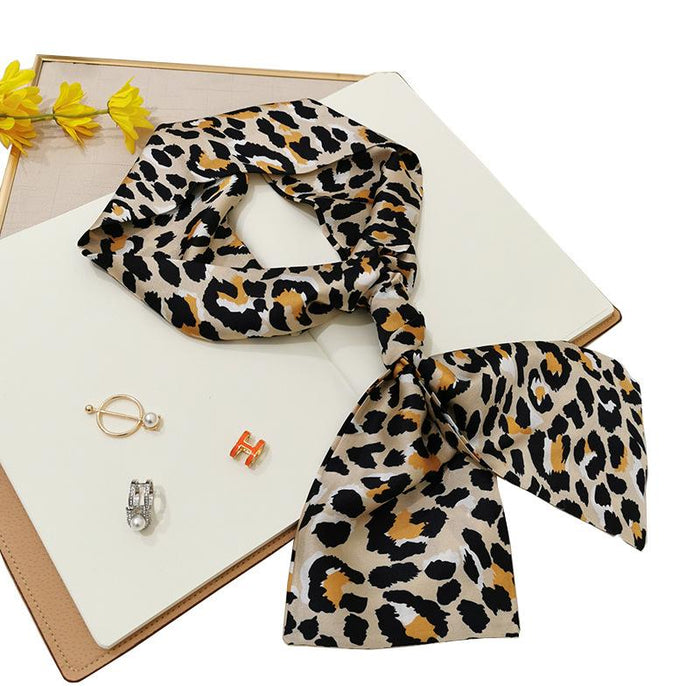 Imitation  scarf thin narrow strip leopard pattern simple waist chain scarf