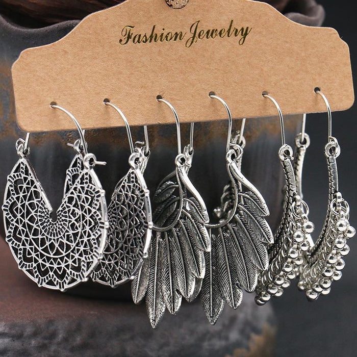 3 pairs/set Earrings Bohemian Style Jewelry X0X36196