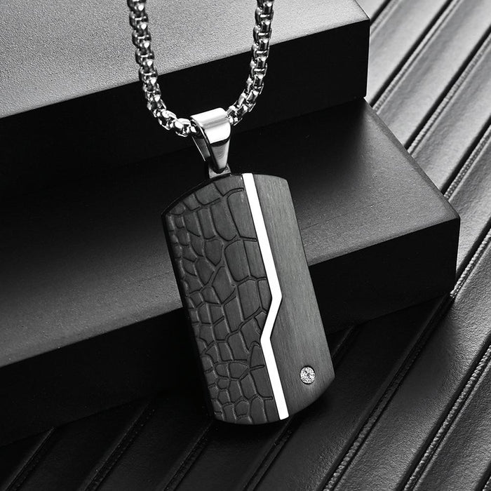 Men's Fashion Stainless Steel Titanium Steel Black Pendant