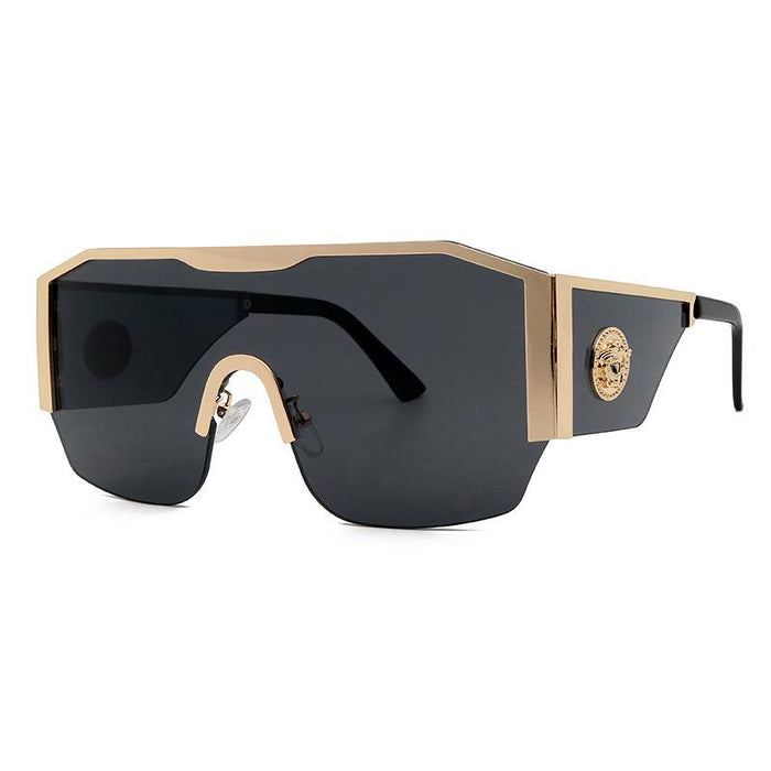 Large frame one piece metal men's and women's Sunglasses