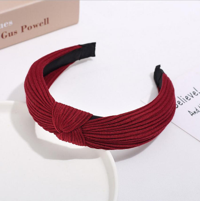 New Flower Headband Women Solid Color Knotted Hairband