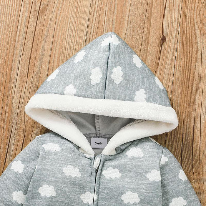 Grey Cloud Newborn Baby Zipper Jumpsuit