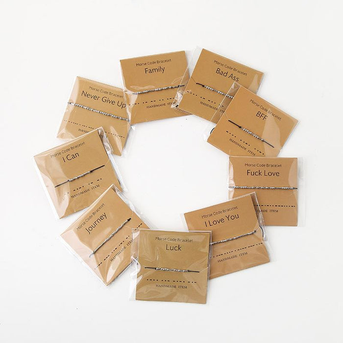 1PC Morse Code Bracelet Silver Beads