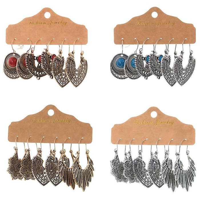 3 pairs/set Earrings Bohemian Style Jewelry X0X36214
