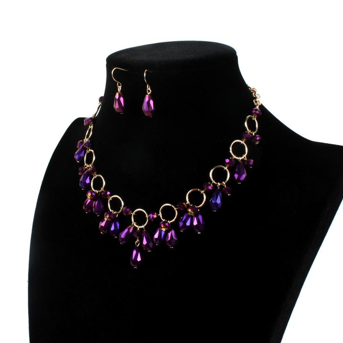 Female Jewelry Exaggerated Crystal Pendant Necklace Accessories