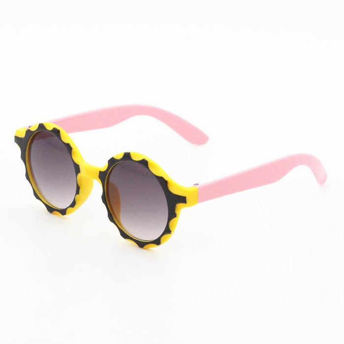 Two color retro round single beam Sunglasses