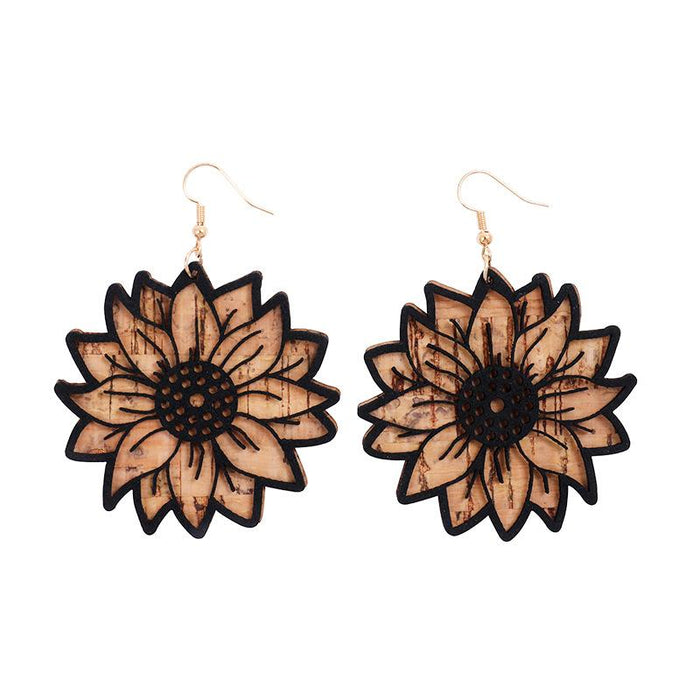 New Vintage Leather Sunflower Women's Earrings