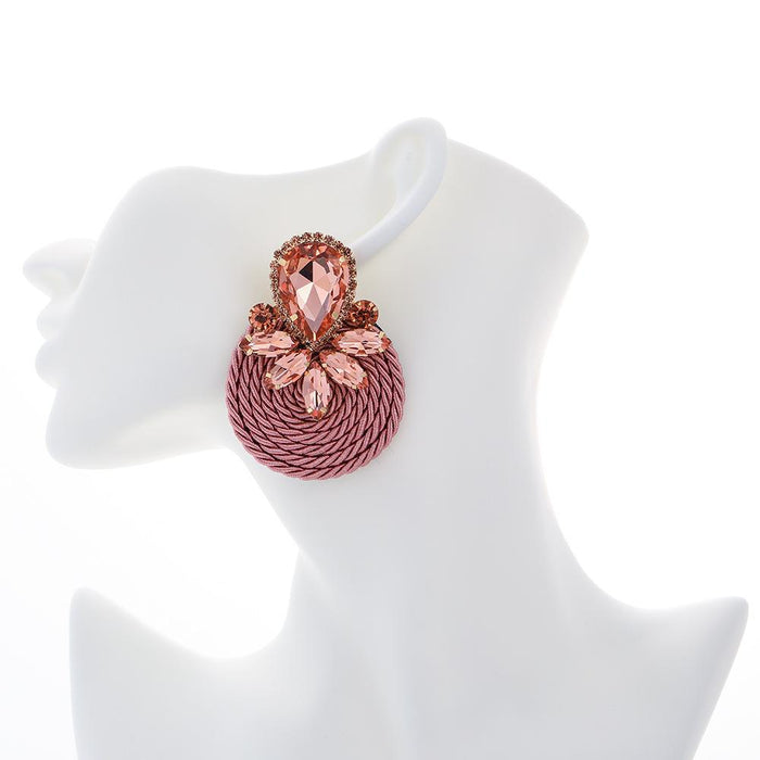 New Exaggerated Retro Simple Women's Earrings Accessories Inlaid Rhinestone