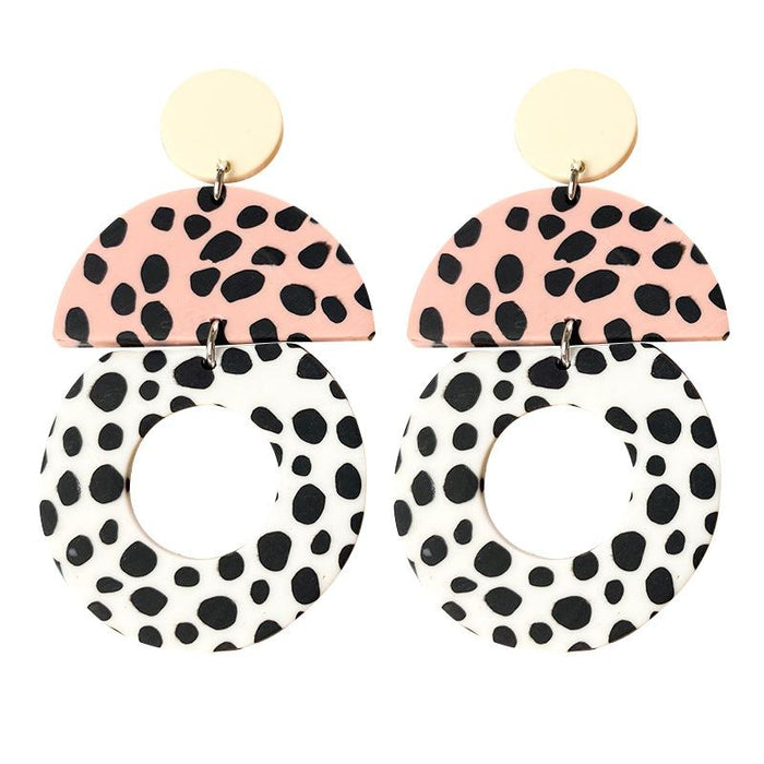 Pastoral Leopard Pattern Large Polymer Clay Earrings