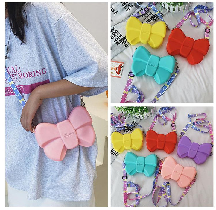 Children Silicone Coin Purse Cute Bow Girl Shoulder Bag