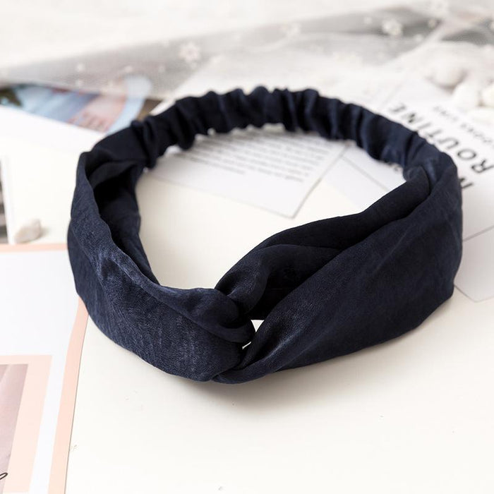 Cross fabric hair band women's solid silk satin hair hoop elastic headband hair ornament