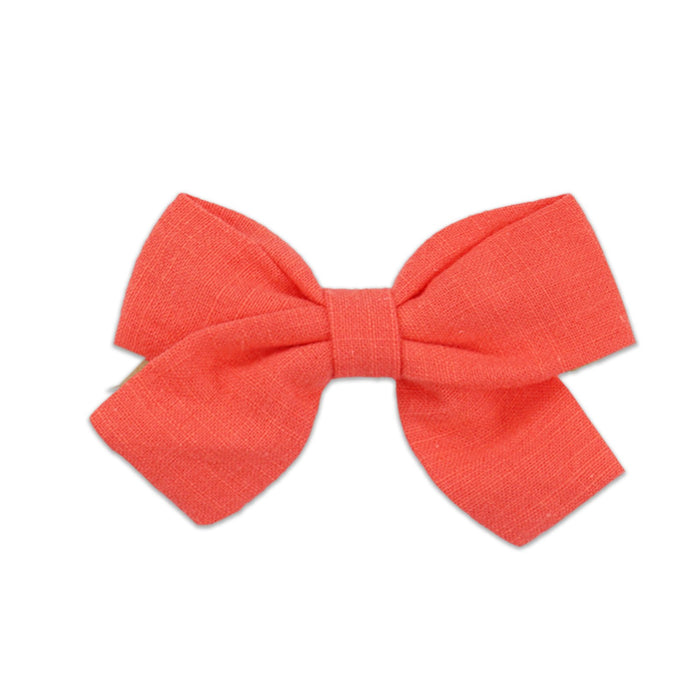Slub cotton and linen bow hairpin
