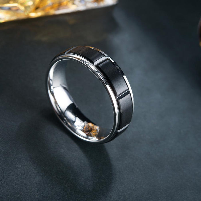 Black Two-color Matte Titanium Steel Stainless Steel Ring