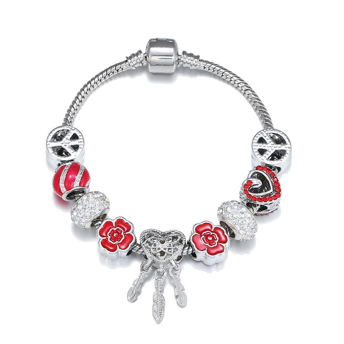 DIY Big Hole Bead Hollow Heart Dream Catcher Bracelet