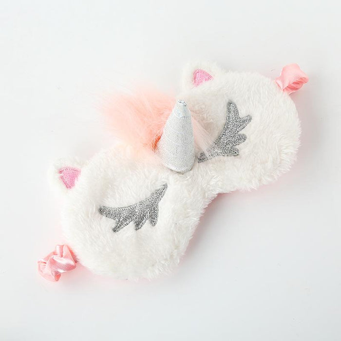 Gold n Silver Nose Unicorn Plush Blackout Sleeping Eye Mask