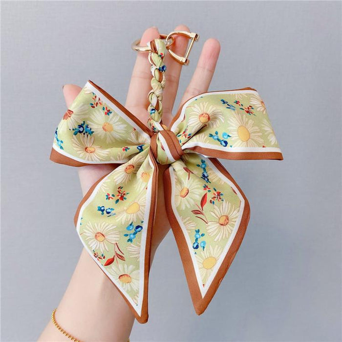 Fruit Pattern Bow Car Key Chain Fabric Keychain Bag Pendant