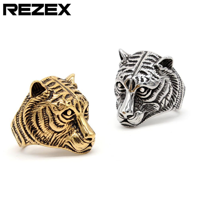 Personalized Tiger Head Men's Titanium Steel Ring Animal Ring