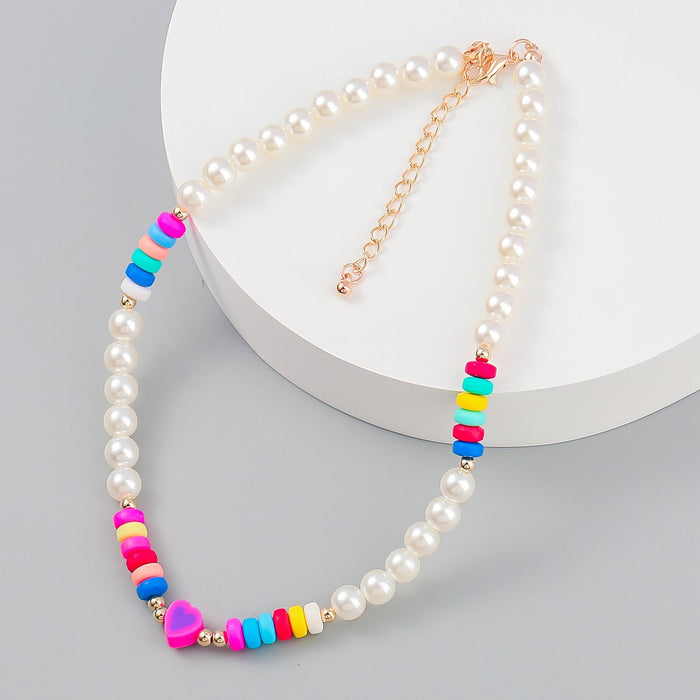 Fashion National Style Bead love shaped Resin Necklace