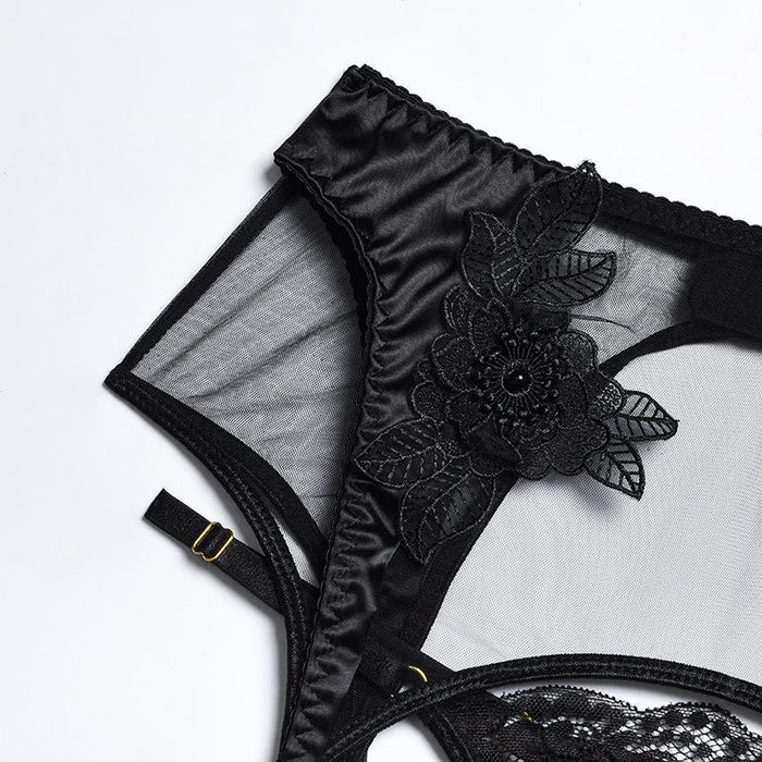 Women Lace Hollow Lingerie Sexy Garter Underwear Set