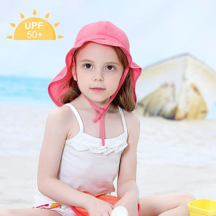 Thin Rose Red Ruffled Outdoor Sunscreen Children's Shawl Hat