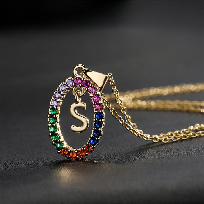 Ins Small Fresh 26 English Letter Zircon Pendant Necklace