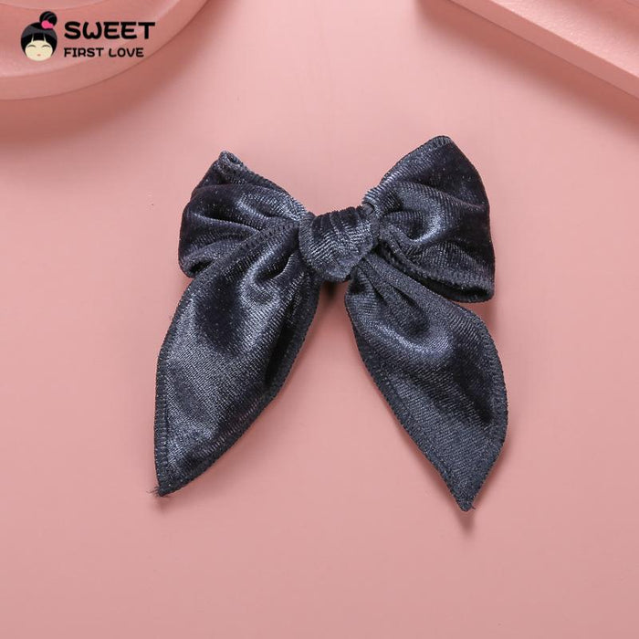 Velvet Bow Dovetail Hairpin Horsetail Clip