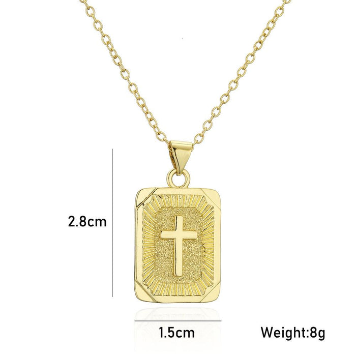 Smooth Square Cross Pendant Personality Necklace