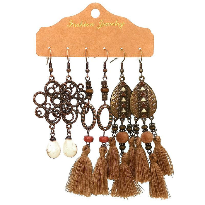 3 pairs/set Earrings Bohemian Style Jewelry X0X36219
