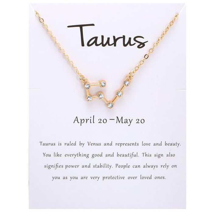 Twelve Constellations Diamond Inlaid Card Clavicle Chain