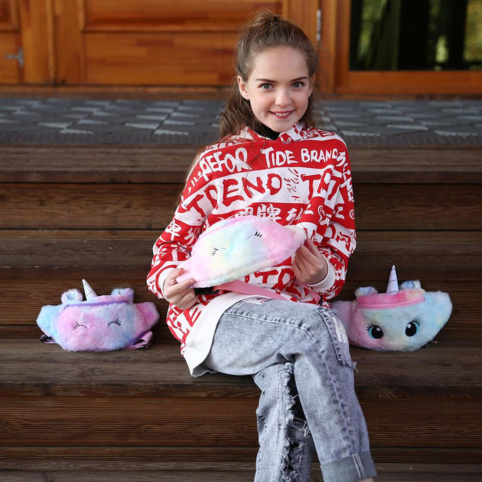 Unicorn Cartoon Plush Shoulder Bag | Purse For Girl