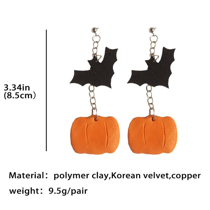 Ghost Ghost Pumpkin Bat Cat Moon Clay Earrings Jewelry